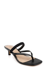 Black Metallic | Nadya Kitten Heel Thong Sandals Front Side