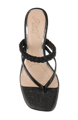 Black Metallic | Nadya Kitten Heel Thong Sandals Top