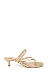 Gold Metallic | Nadya Kitten Heel Thong Sandals Side