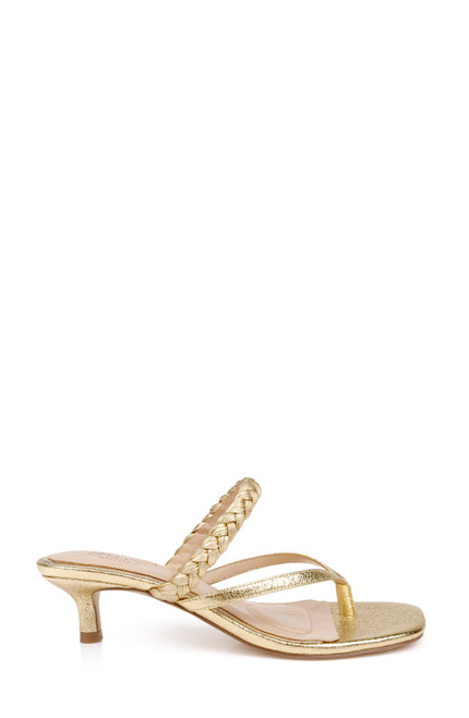 Gold Metallic | Nadya Kitten Heel Thong Sandals Side