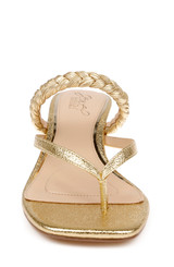 Gold Metallic | Nadya Kitten Heel Thong Sandals Front