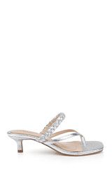 Silver Metallic | Nadya Kitten Heel Thong Sandals Side