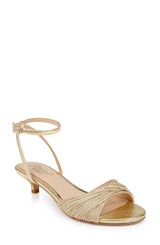 Gold Textile | Nance Kitten Heel Sandals Front Side