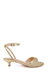 Gold Textile | Nance Kitten Heel Sandals Side
