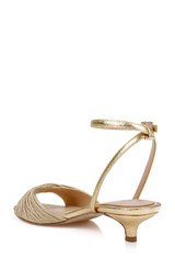 Gold Textile | Nance Kitten Heel Sandals Back Side