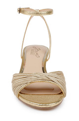 Gold Textile | Nance Kitten Heel Sandals Front