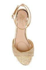 Gold Textile | Nance Kitten Heel Sandals Top