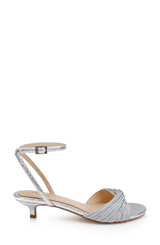 Silver Textile | Nance Kitten Heel Sandals Side
