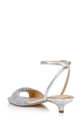 Silver Textile | Nance Kitten Heel Sandals Back Side