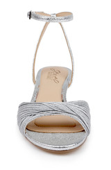 Silver Textile | Nance Kitten Heel Sandals Front