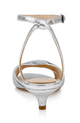Silver Textile | Nance Kitten Heel Sandals Back