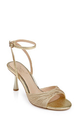 Gold Textile | Nannette Ankle Strap Sandals Front Side