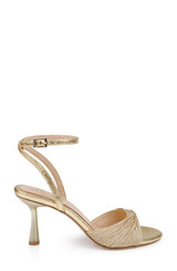 Gold Textile | Nannette Ankle Strap Sandals Side