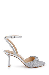 Silver Textile | Nannette Ankle Strap Sandals Side