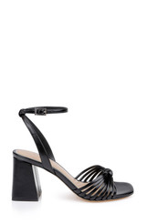 Black Leather | Nariah Cage Block Heel Sandals Side