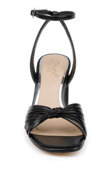 Black Leather | Nariah Cage Block Heel Sandals Front