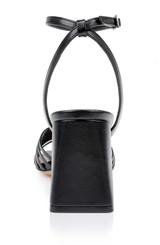 Black Leather | Nariah Cage Block Heel Sandals Back