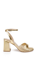 Gold Leather | Nariah Cage Block Heel Sandals Side