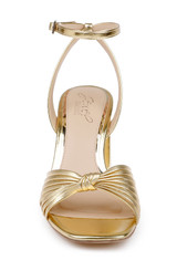 Gold Leather | Nariah Cage Block Heel Sandals Front