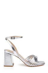Silver Leather | Nariah Cage Block Heel Sandals Side