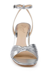 Silver Leather | Nariah Cage Block Heel Sandals Front