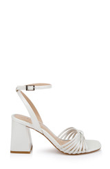 White Matte | Nariah Cage Block Heel Sandals Side