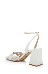 White Matte | Nariah Cage Block Heel Sandals Back Side