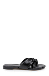 Black Leather | Nicolet Flat Slide Sandals Side