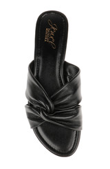 Black Leather | Nicolet Flat Slide Sandals Top