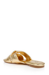 Gold Leather | Nicolet Flat Slide Sandals Back Side