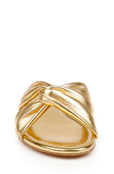 Gold Leather | Nicolet Flat Slide Sandals Front