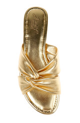 Gold Leather | Nicolet Flat Slide Sandals Top