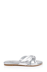 Silver Leather | Nicolet Flat Slide Sandals Side