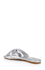 Silver Leather | Nicolet Flat Slide Sandals Back Side