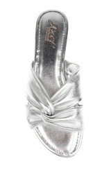 Silver Leather | Nicolet Flat Slide Sandals Top
