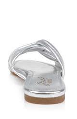 Silver Leather | Nicolet Flat Slide Sandals Back