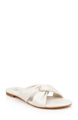 White Leather | Nicolet Flat Slide Sandals Front Side
