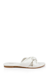 White Leather | Nicolet Flat Slide Sandals Side