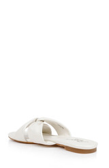 White Leather | Nicolet Flat Slide Sandals Back Side