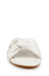 White Leather | Nicolet Flat Slide Sandals Front