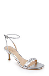 Silver Leather | Nyx Braided Ankle Strap Sandals Front Side