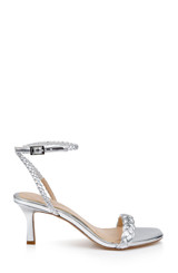 Silver Leather | Nyx Braided Ankle Strap Sandals Side