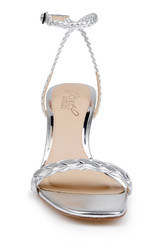 Silver Leather | Nyx Braided Ankle Strap Sandals Front