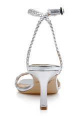 Silver Leather | Nyx Braided Ankle Strap Sandals Back