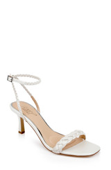 White Leather | Nyx Braided Ankle Strap Sandals Front Side