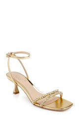 Gold Metallic | Nayla Kitten Heel Sandals Front Side