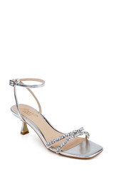 Silver Metallic | Nayla Kitten Heel Sandals Front Side