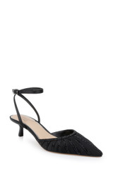 Black | Fable Pointed Toe Kitten Heels Front Side