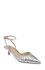 Silver Metallic | Fable Pointed Toe Kitten Heels Front Side