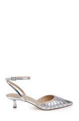 Silver Metallic | Fable Pointed Toe Kitten Heels Side